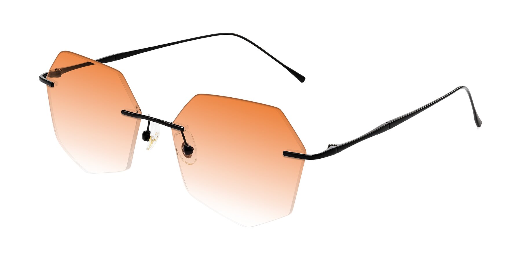 Angle of Edme in Matte Black with Orange Gradient Lenses
