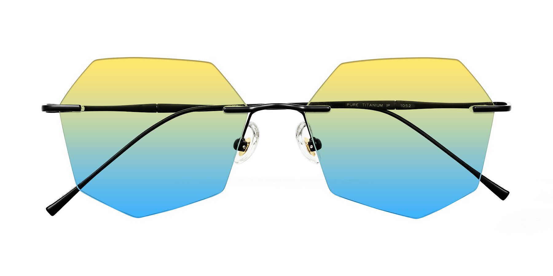 Folded Front of Edme in Matte Black with Yellow / Blue Gradient Lenses