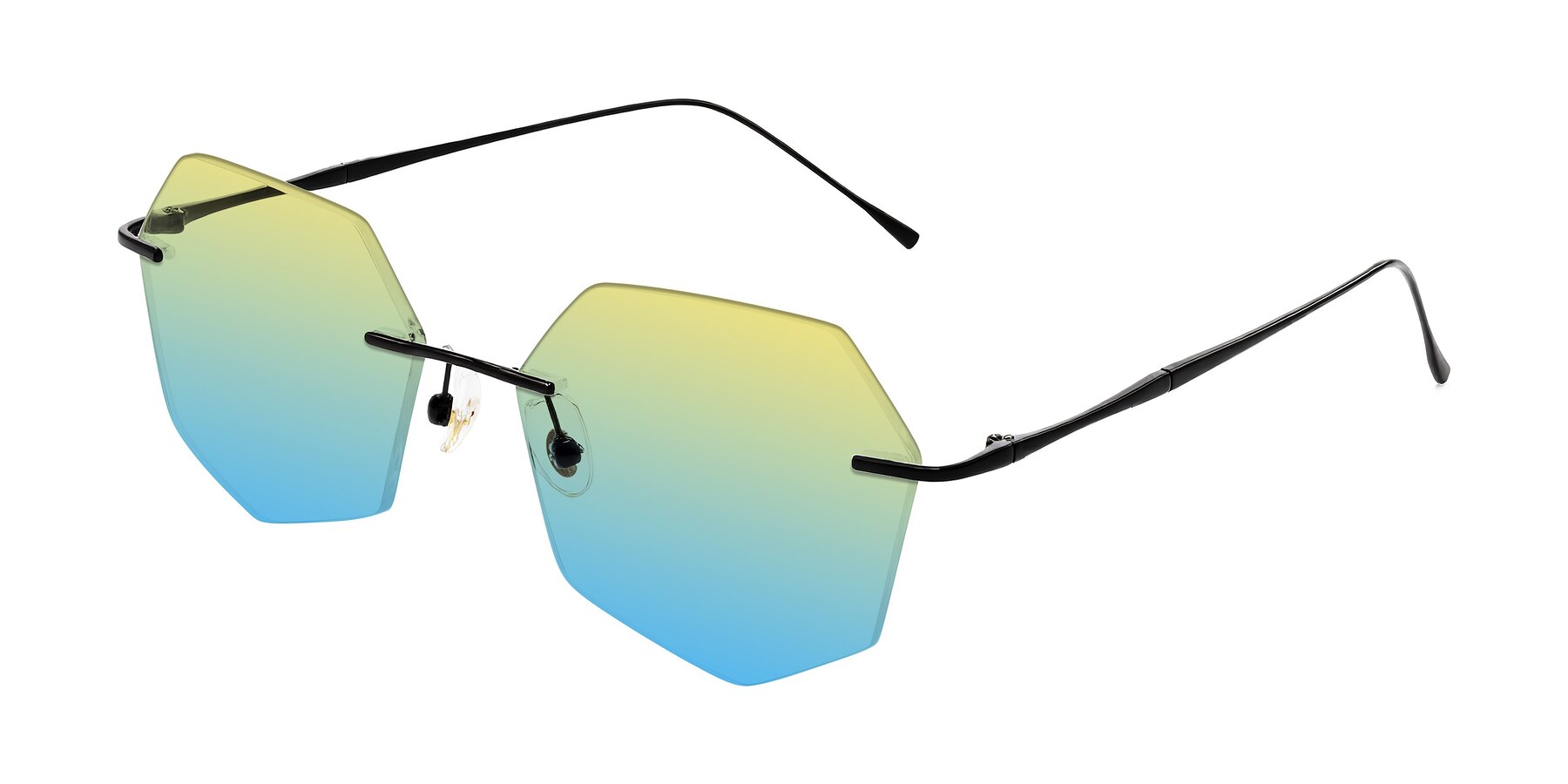 Angle of Edme in Matte Black with Yellow / Blue Gradient Lenses