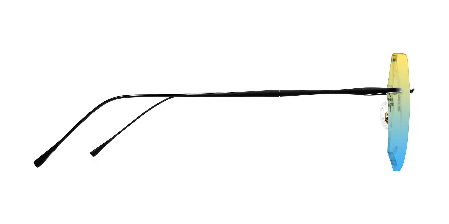 Side of Edme in Matte Black with Yellow / Blue Gradient Lenses