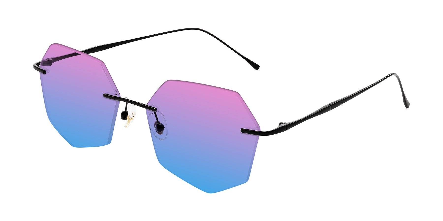 Angle of Edme in Matte Black with Pink / Blue Gradient Lenses