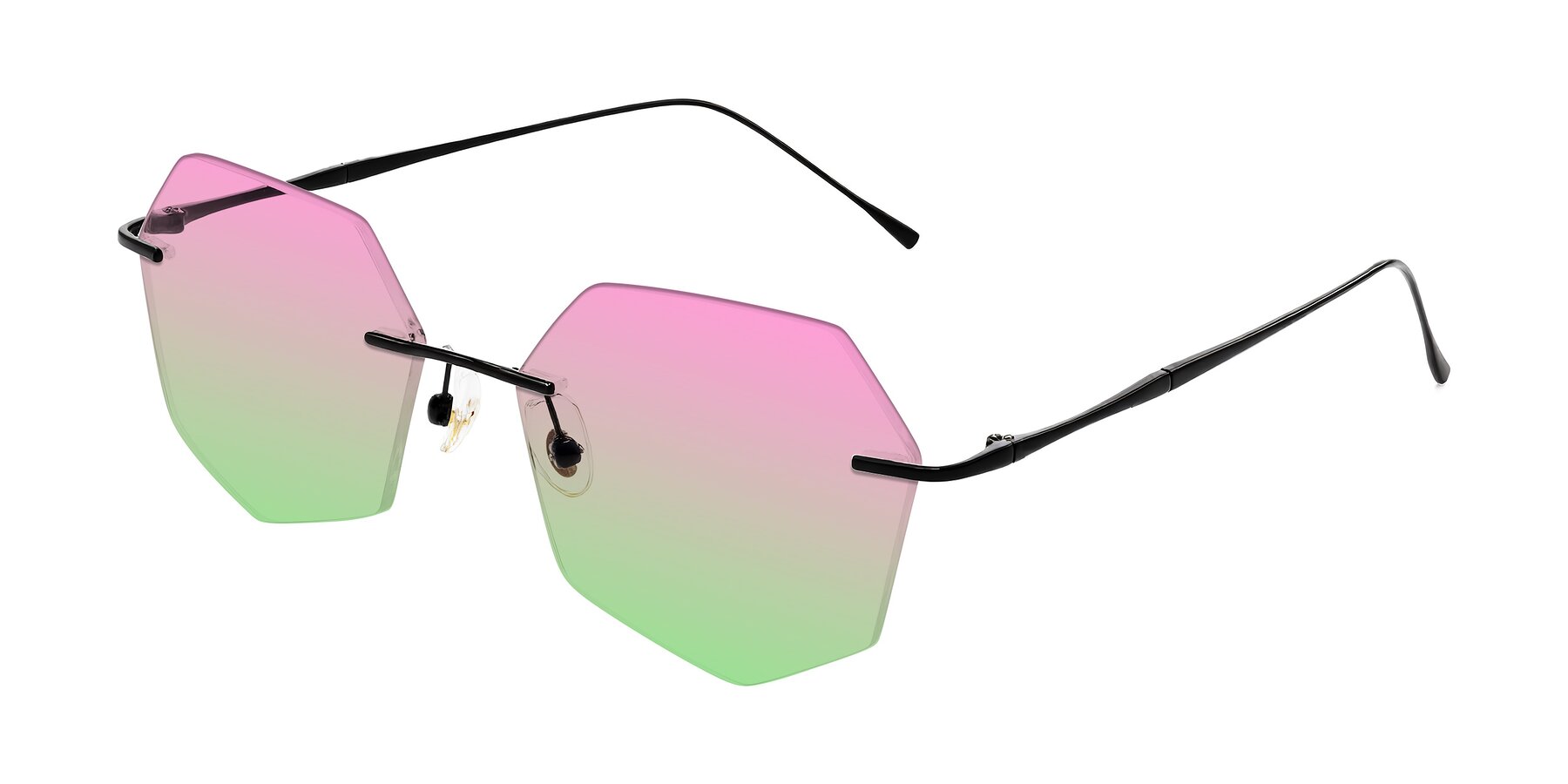 Angle of Edme in Matte Black with Pink / Green Gradient Lenses
