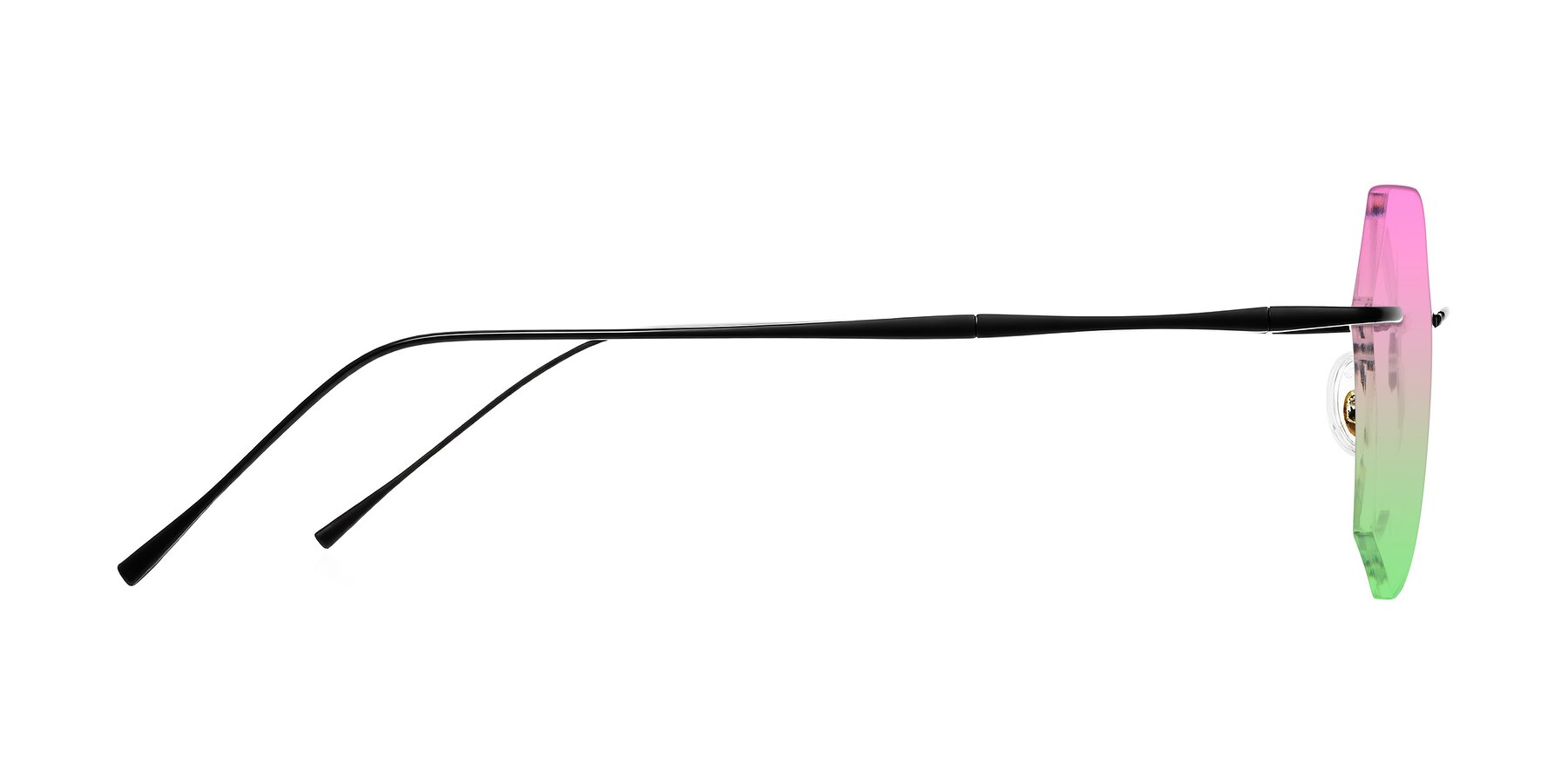 Side of Edme in Matte Black with Pink / Green Gradient Lenses