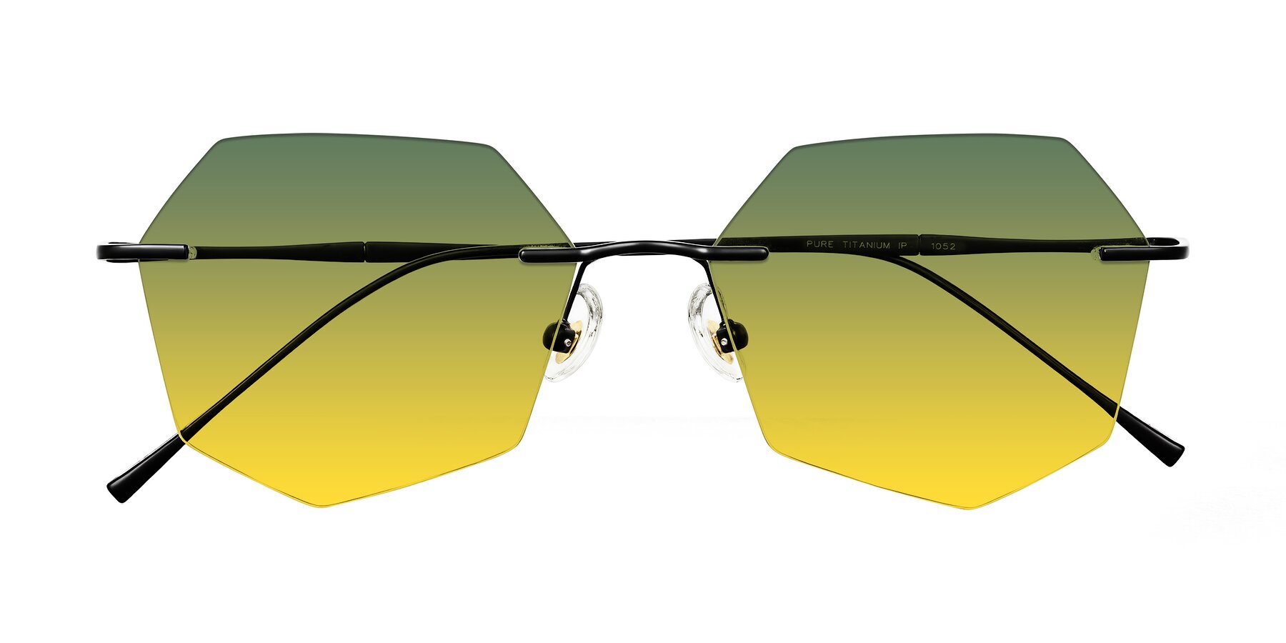 Folded Front of Edme in Matte Black with Green / Yellow Gradient Lenses
