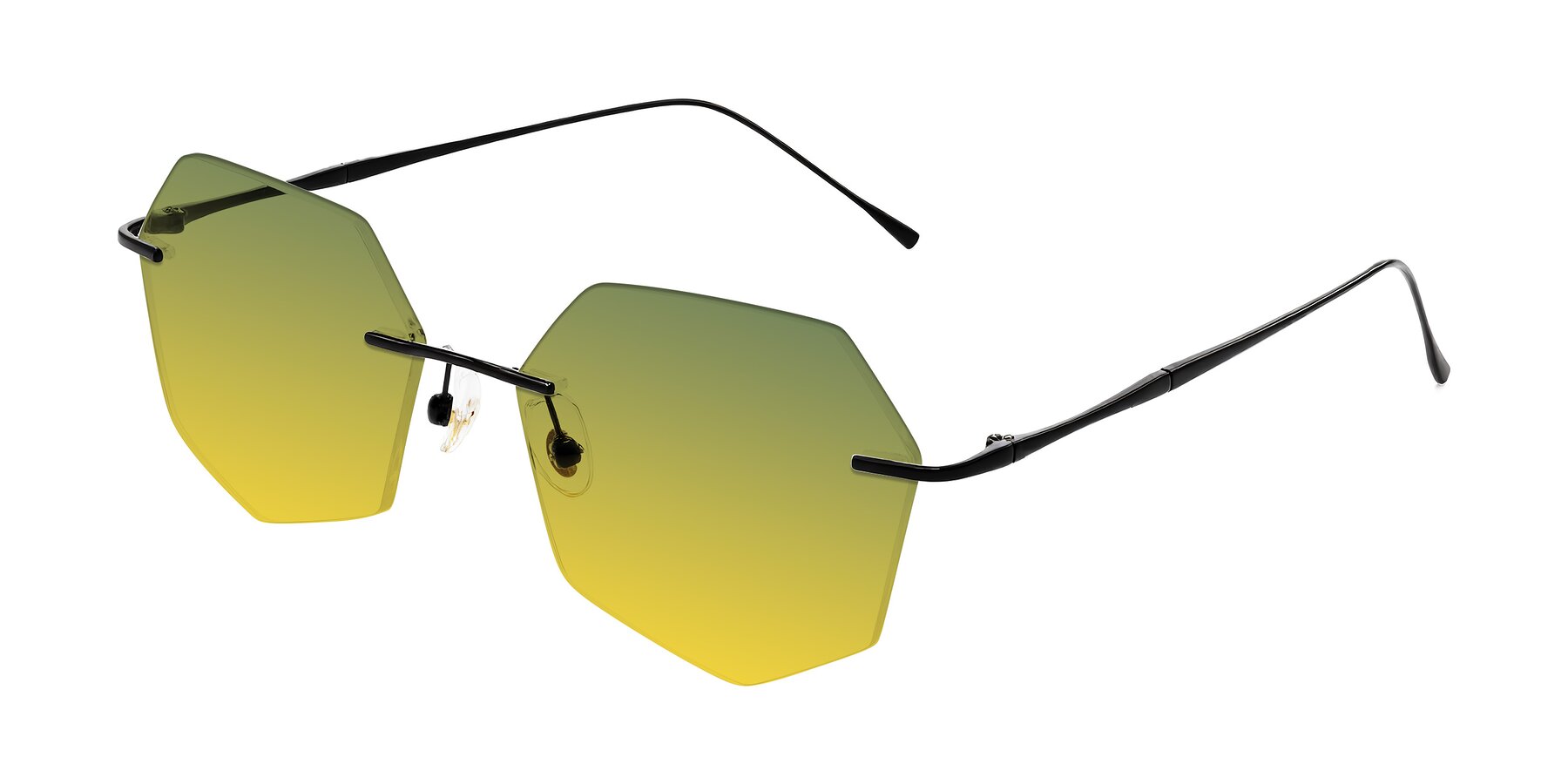 Angle of Edme in Matte Black with Green / Yellow Gradient Lenses