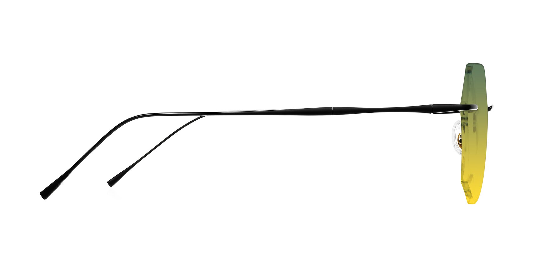 Side of Edme in Matte Black with Green / Yellow Gradient Lenses