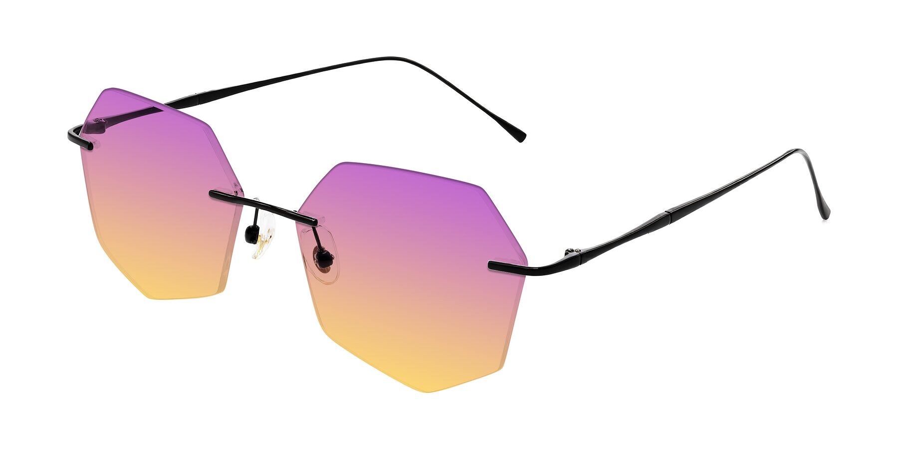 Angle of Edme in Matte Black with Purple / Yellow Gradient Lenses