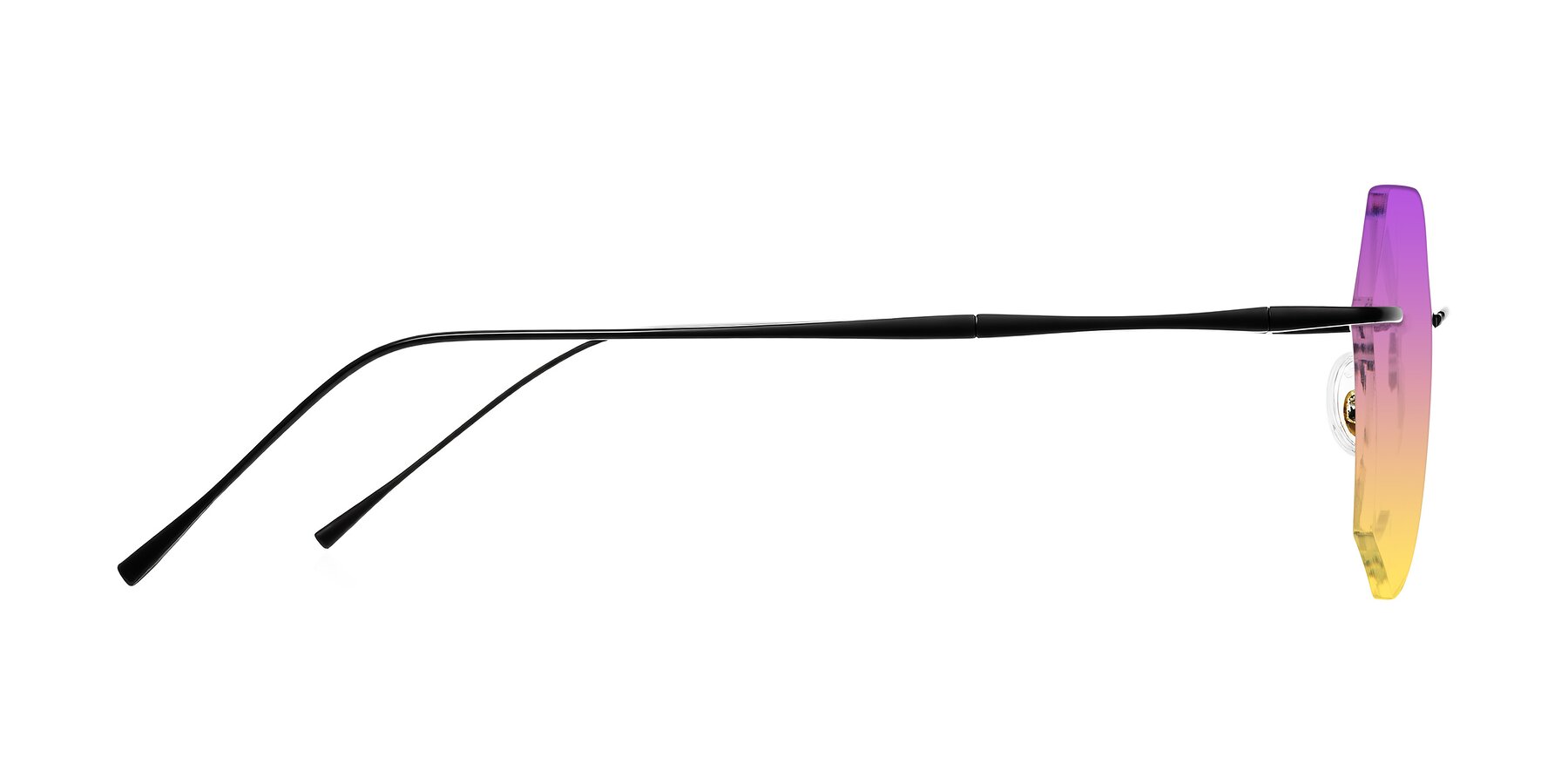 Side of Edme in Matte Black with Purple / Yellow Gradient Lenses