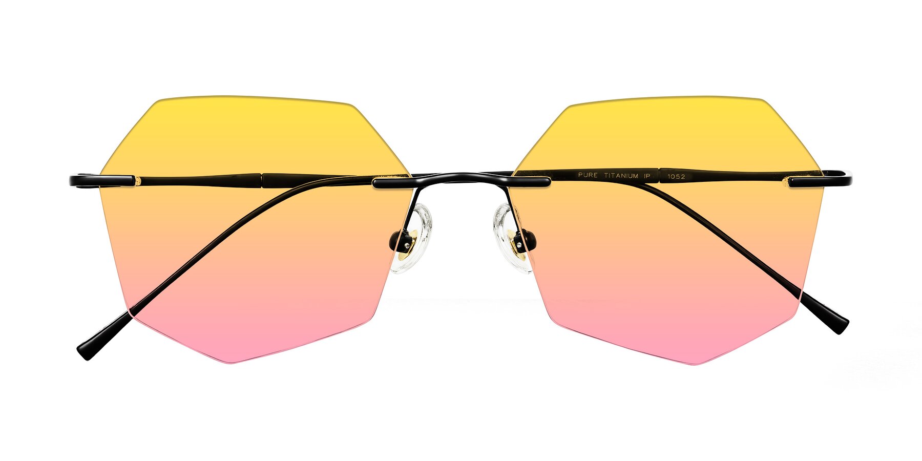 Folded Front of Edme in Matte Black with Yellow / Pink Gradient Lenses