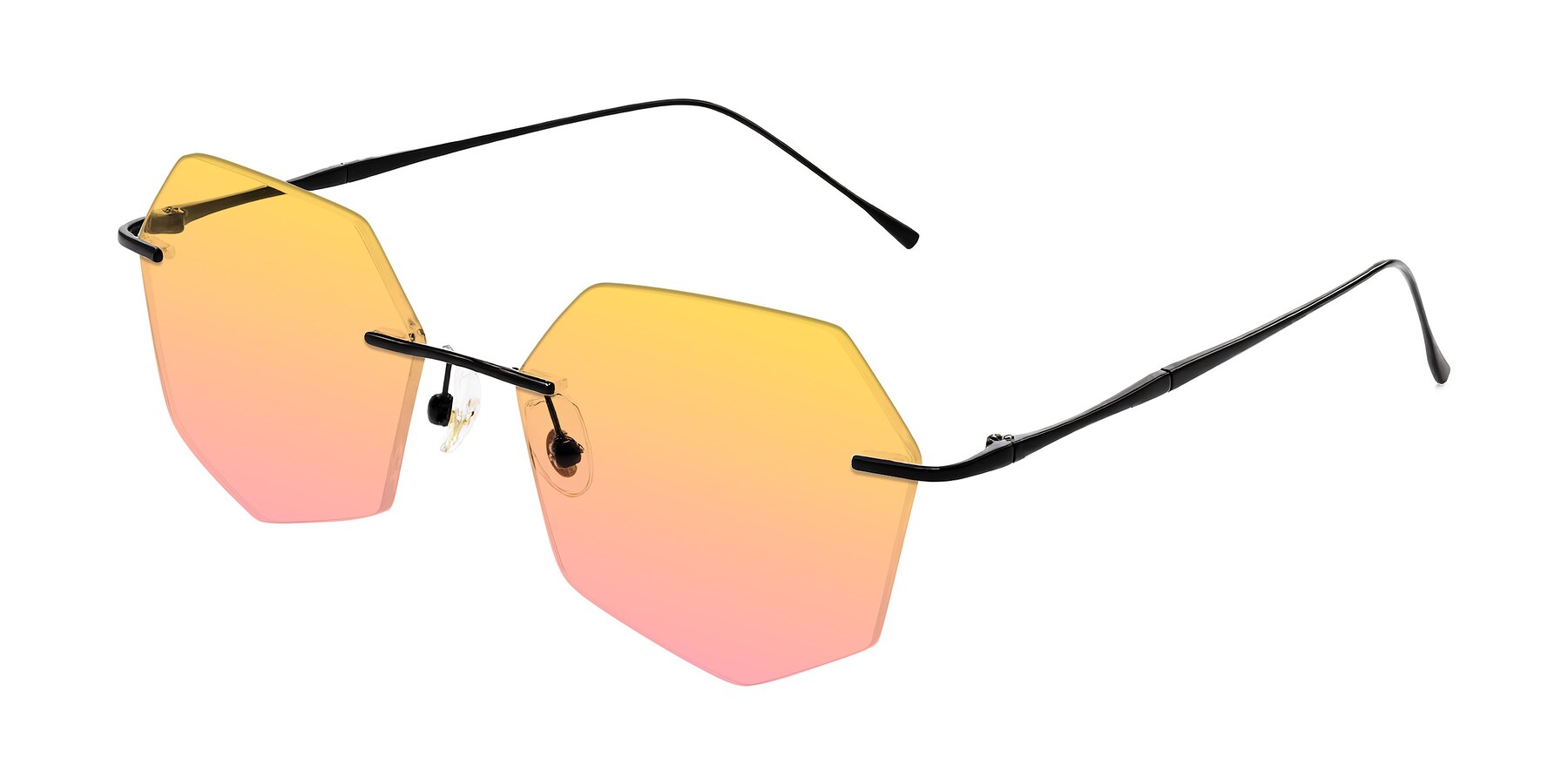 Angle of Edme in Matte Black with Yellow / Pink Gradient Lenses
