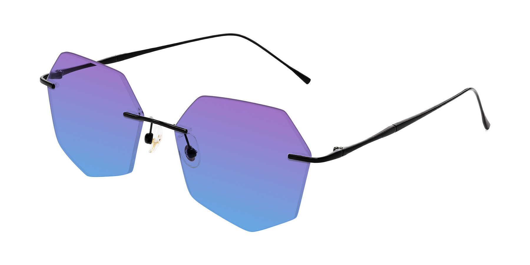 Angle of Edme in Matte Black with Purple / Blue Gradient Lenses