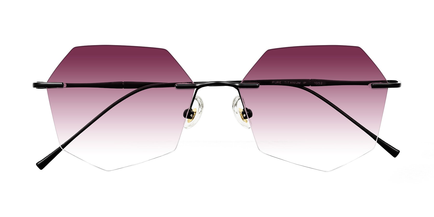 Folded Front of Edme in Matte Black with Wine Gradient Lenses