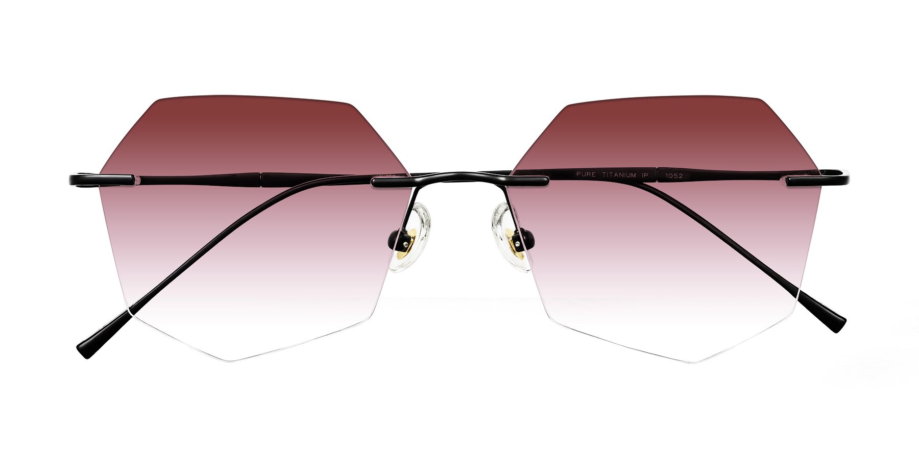 Folded Front of Edme in Matte Black with Garnet Gradient Lenses