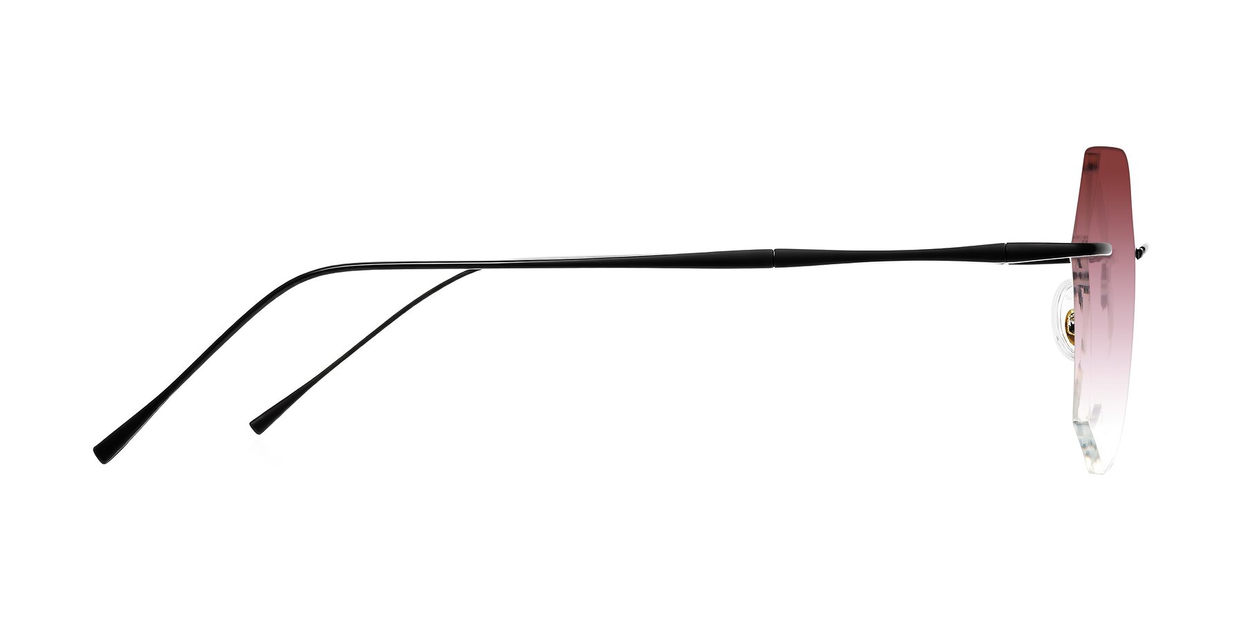 Side of Edme in Matte Black with Garnet Gradient Lenses