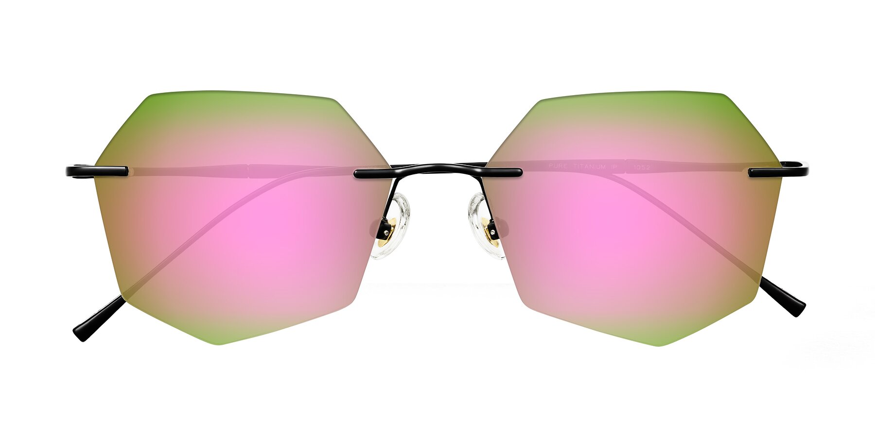 Folded Front of Edme in Matte Black with Pink Mirrored Lenses