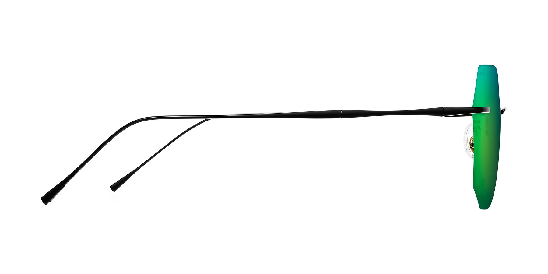 Side of Edme in Matte Black with Green Mirrored Lenses