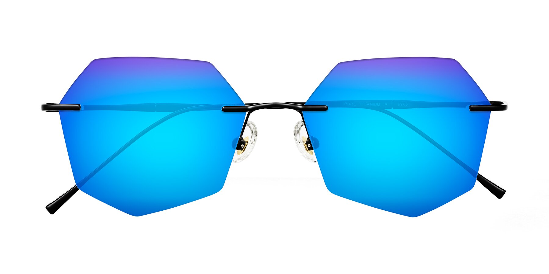 Folded Front of Edme in Matte Black with Blue Mirrored Lenses