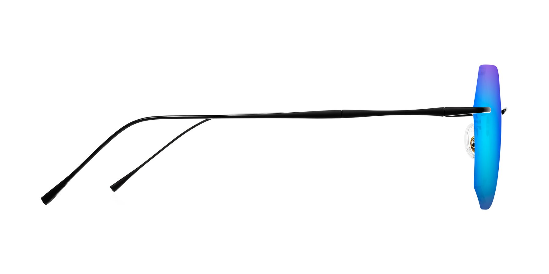 Side of Edme in Matte Black with Blue Mirrored Lenses