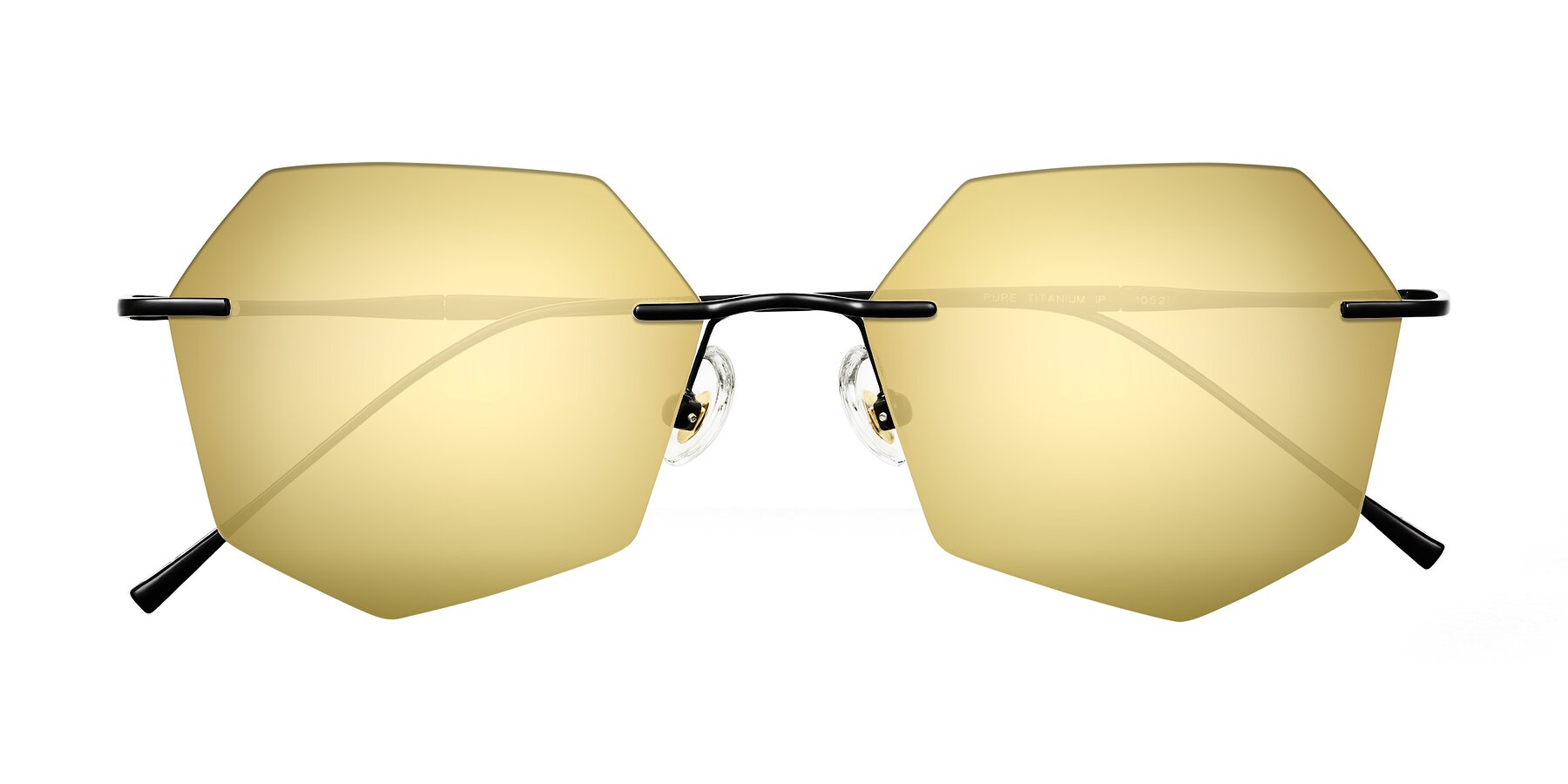 Folded Front of Edme in Matte Black with Gold Mirrored Lenses