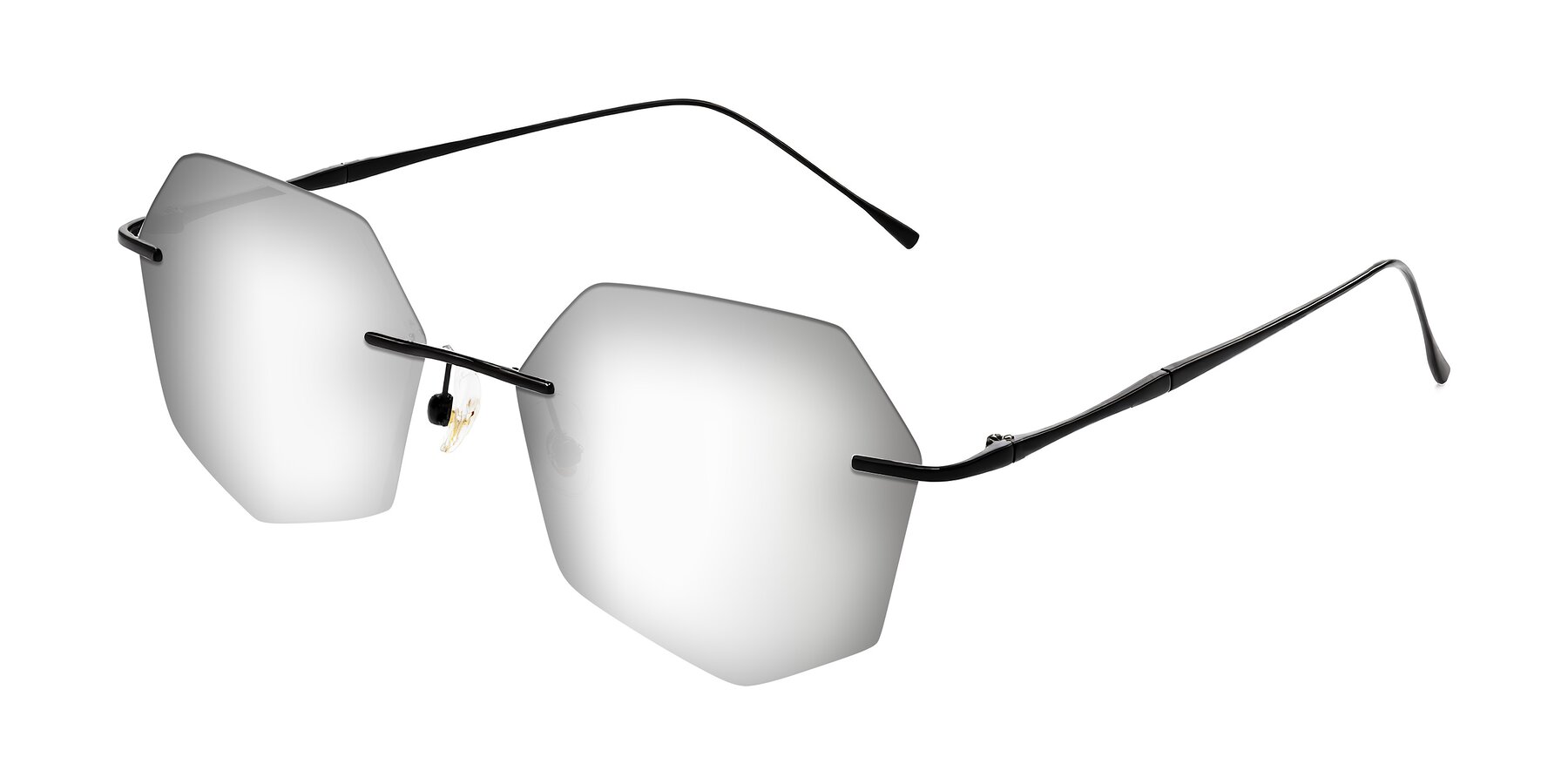 Angle of Edme in Matte Black with Silver Mirrored Lenses