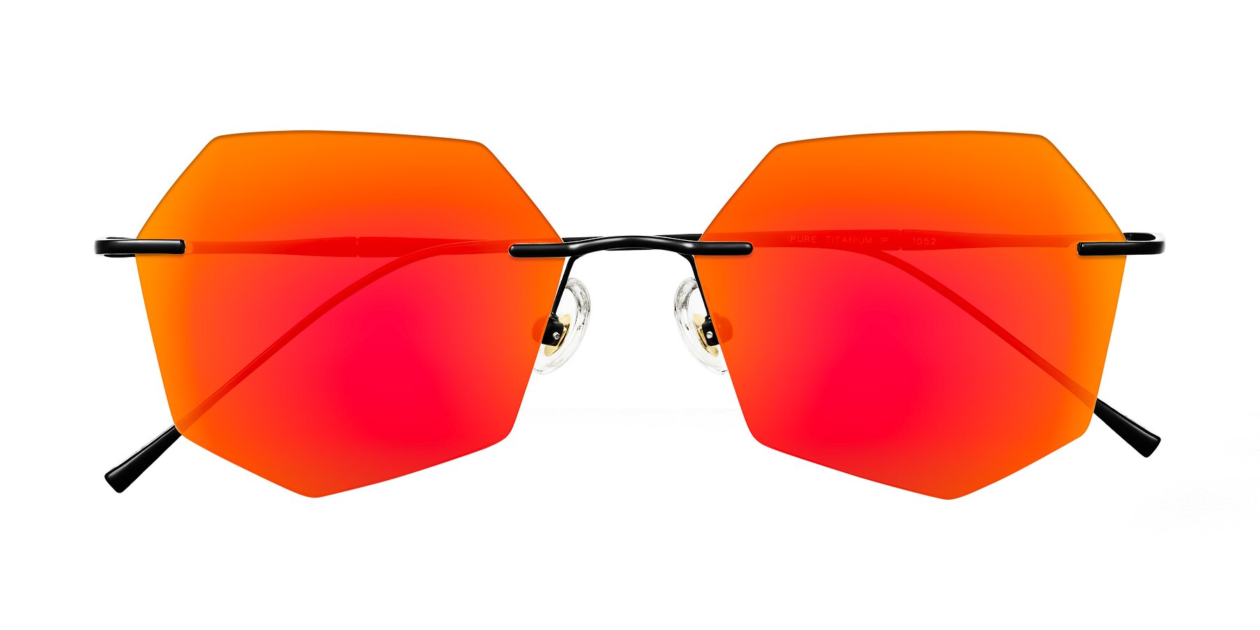 Folded Front of Edme in Matte Black with Red Gold Mirrored Lenses