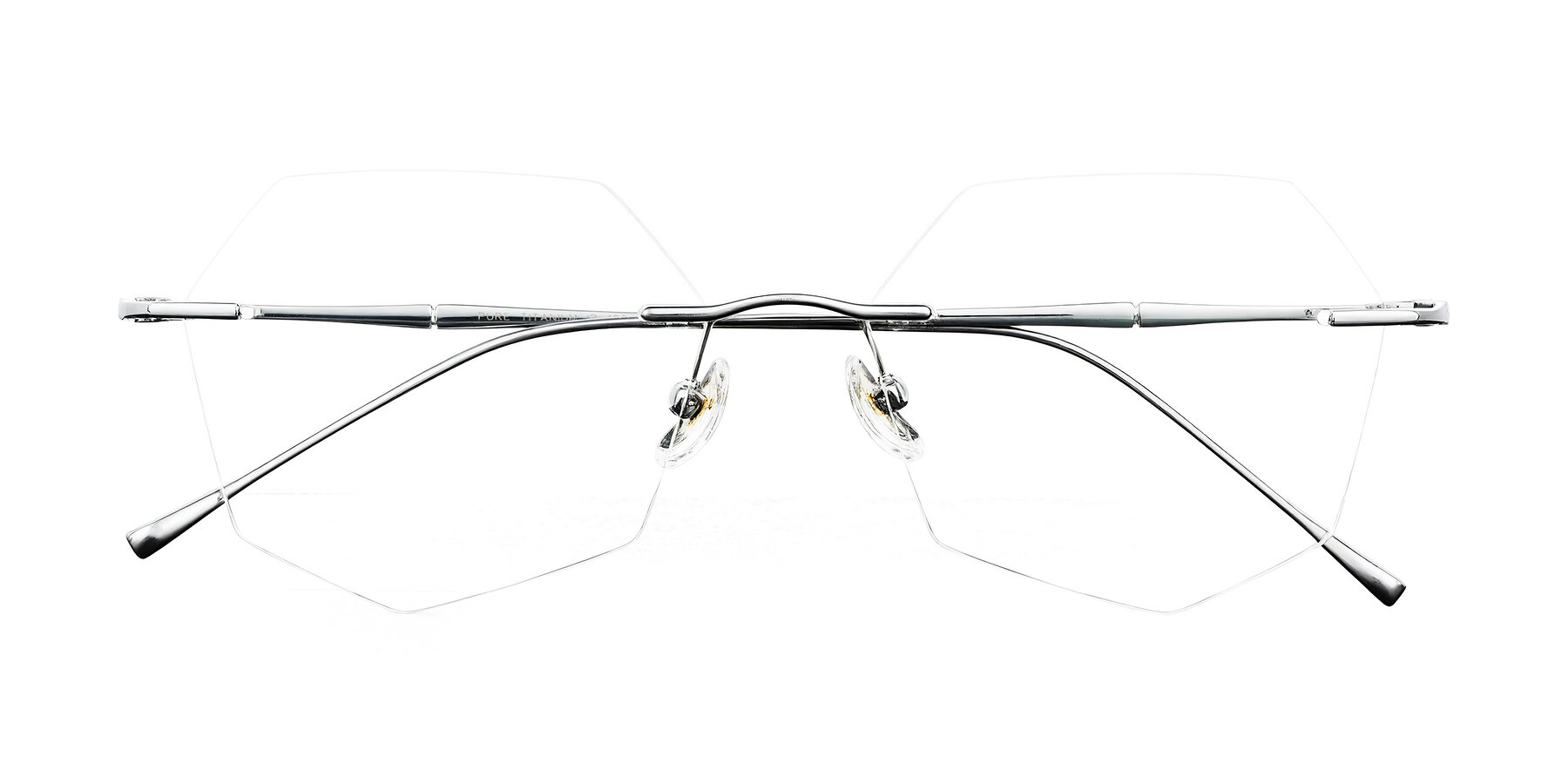 Folded Front of Edme in Silver with Clear Reading Eyeglass Lenses
