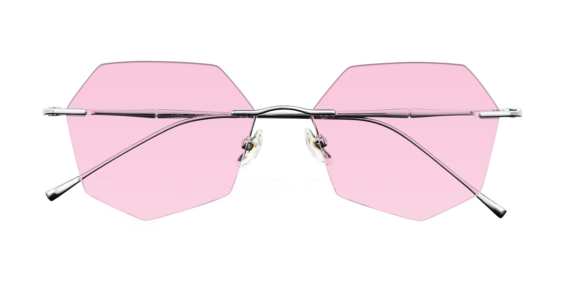 Folded Front of Edme in Silver with Light Pink Tinted Lenses