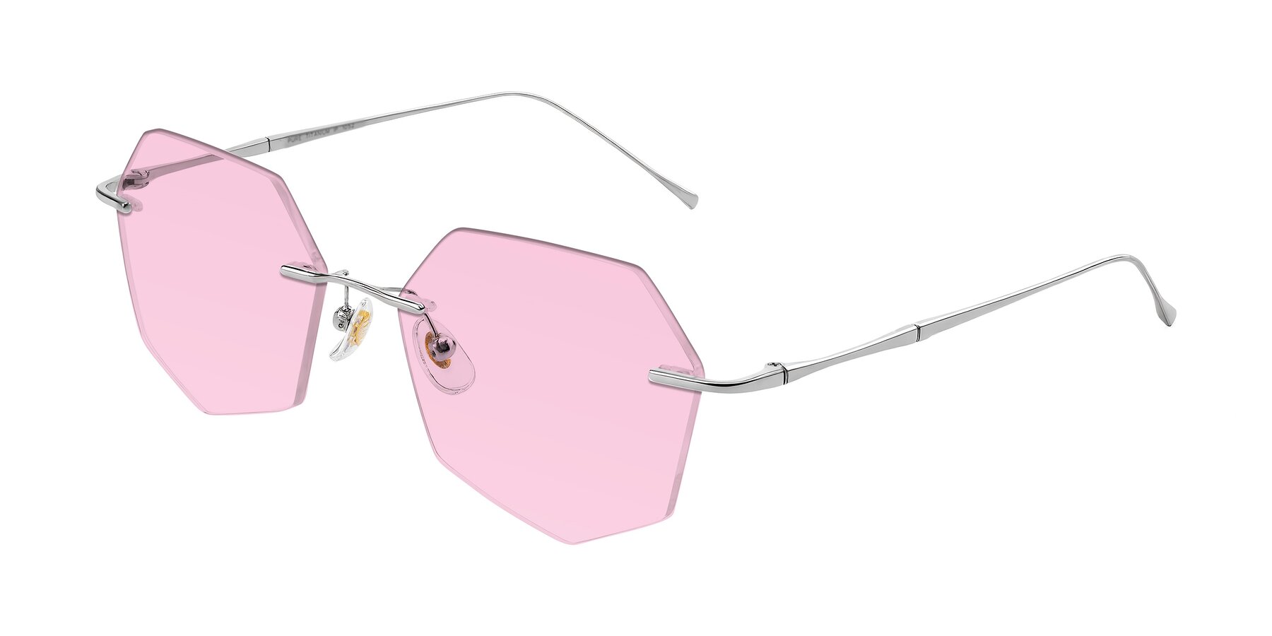 Angle of Edme in Silver with Light Pink Tinted Lenses