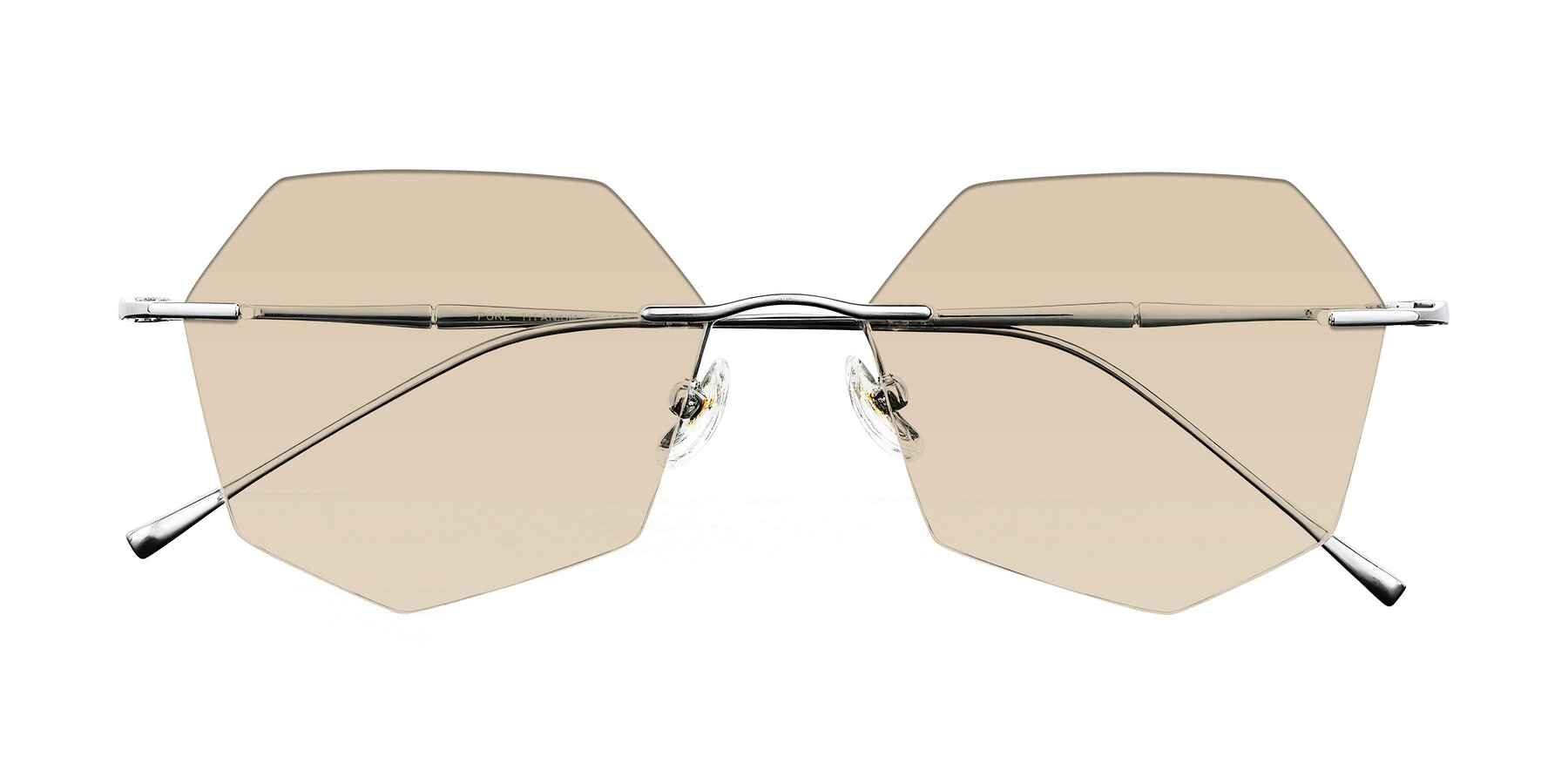 Folded Front of Edme in Silver with Light Brown Tinted Lenses
