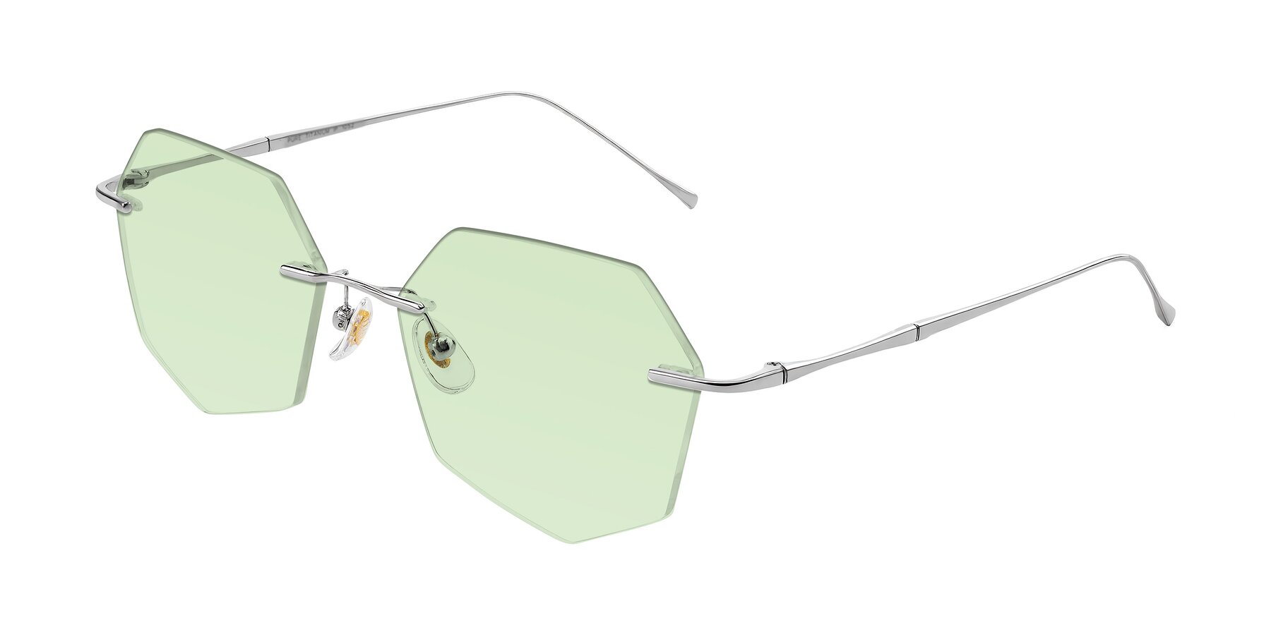 Angle of Edme in Silver with Light Green Tinted Lenses