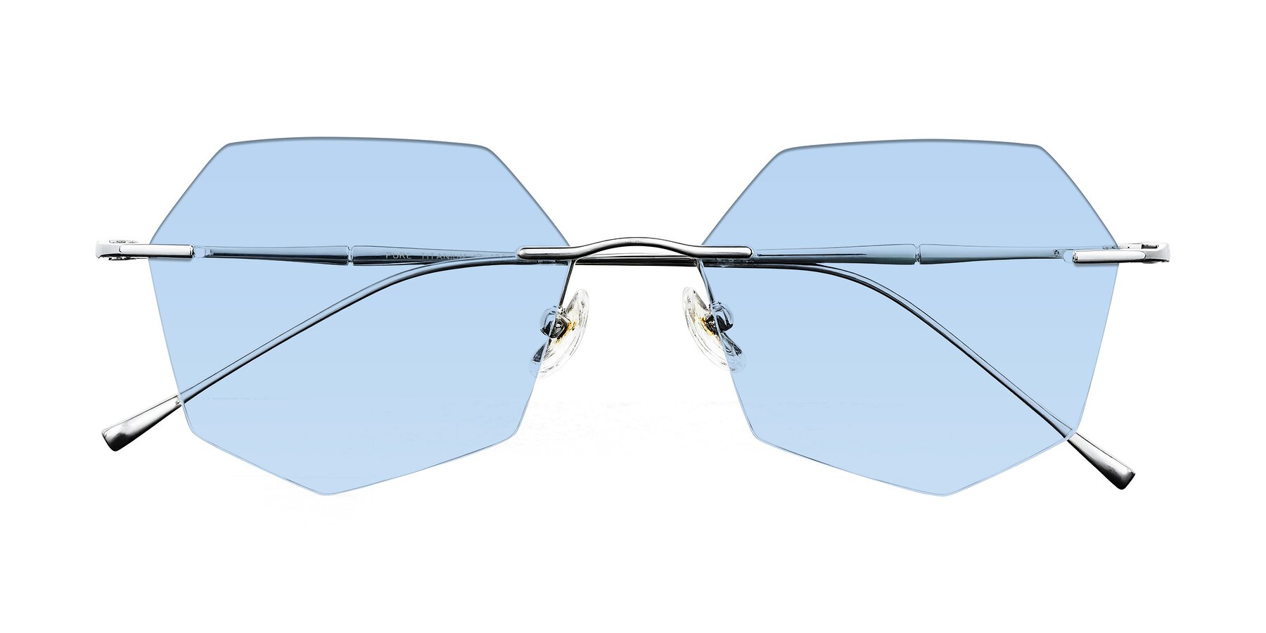 Folded Front of Edme in Silver with Light Blue Tinted Lenses