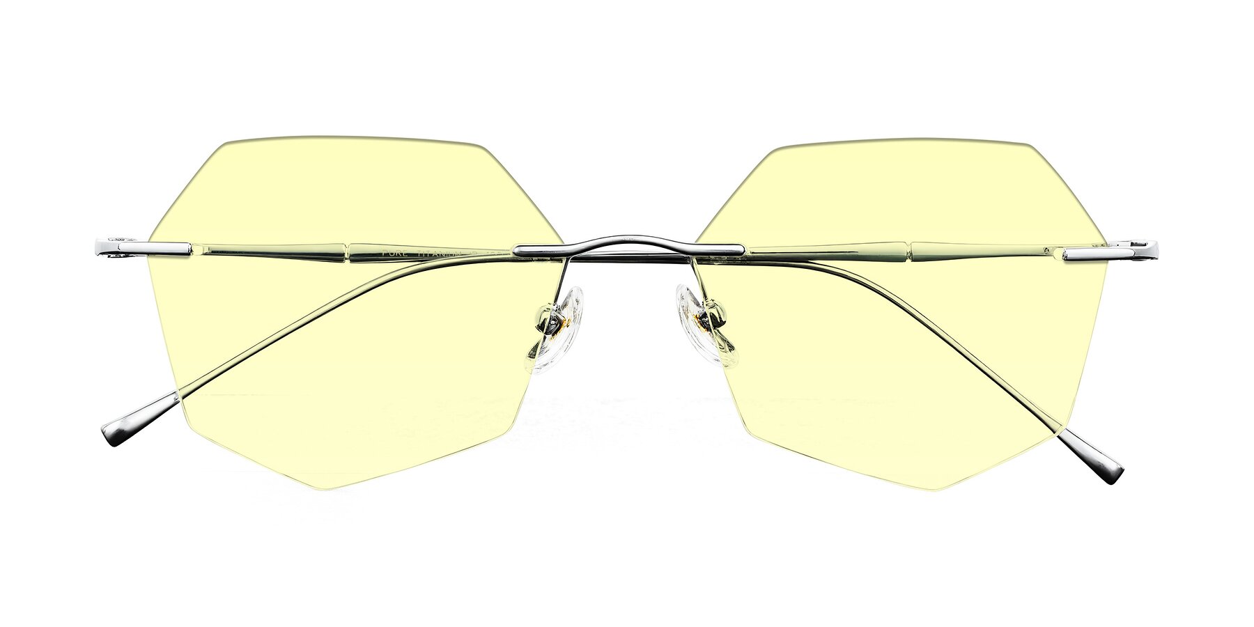 Folded Front of Edme in Silver with Light Yellow Tinted Lenses