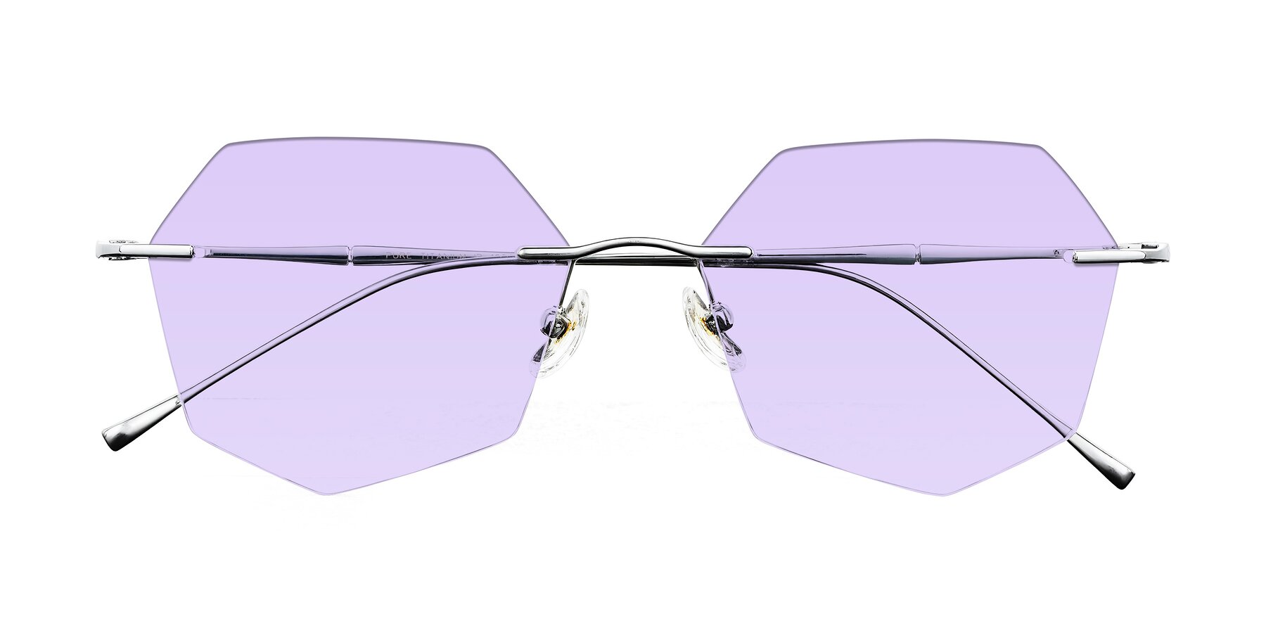 Folded Front of Edme in Silver with Light Purple Tinted Lenses