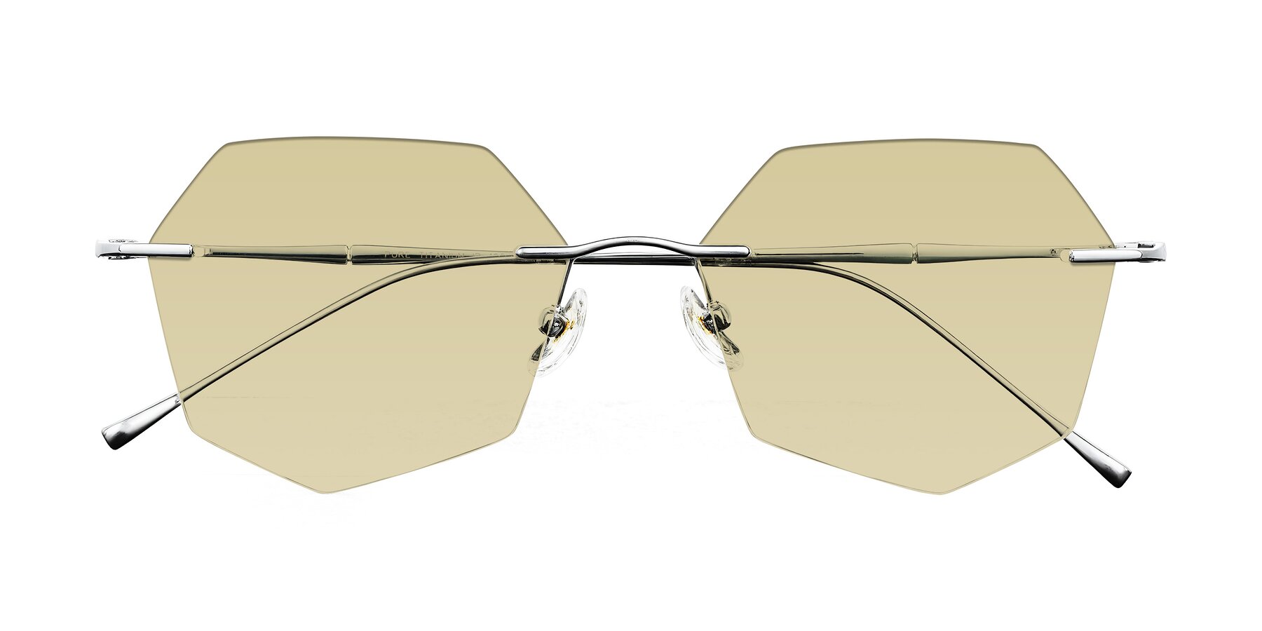 Folded Front of Edme in Silver with Light Champagne Tinted Lenses