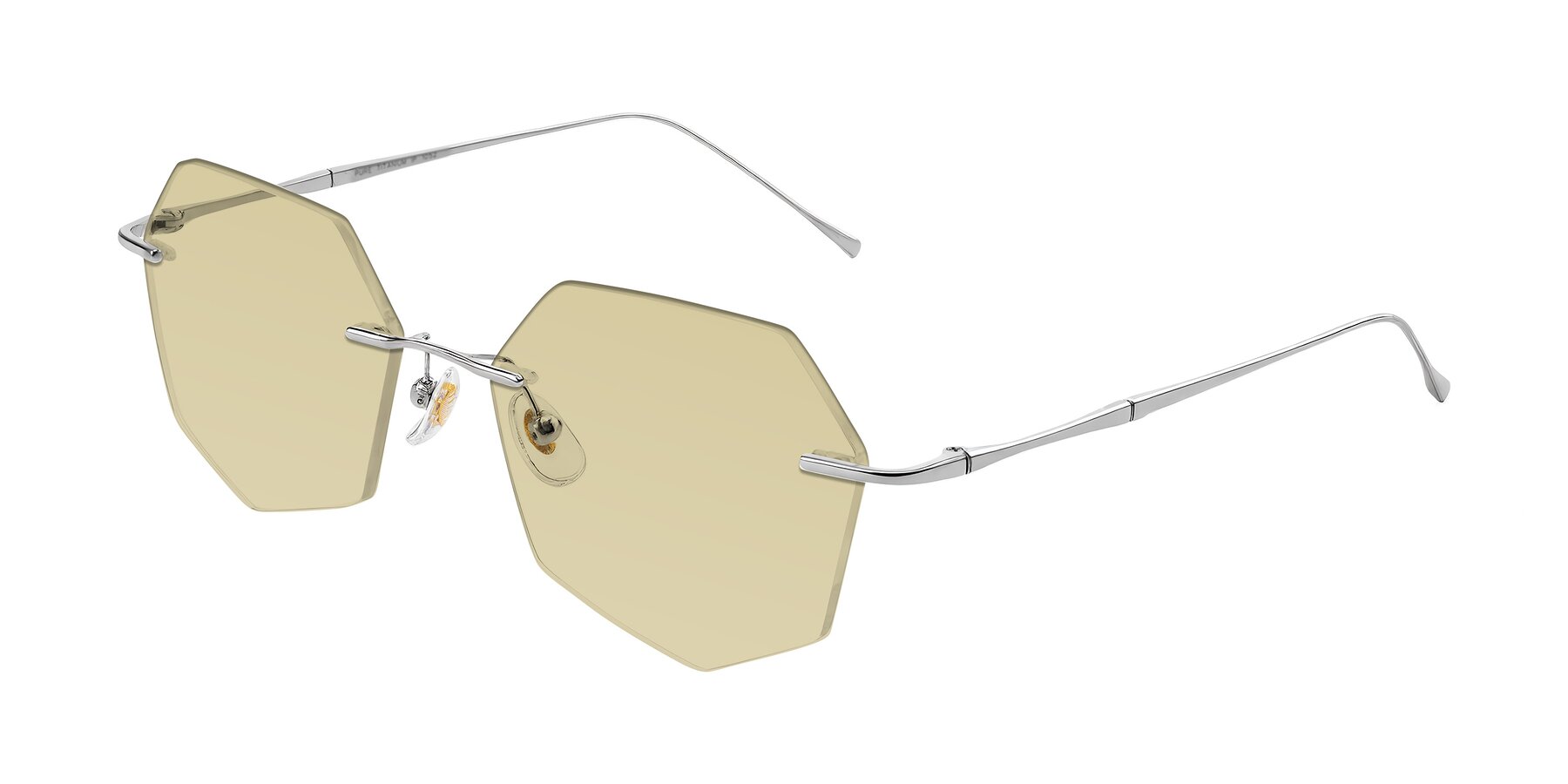 Angle of Edme in Silver with Light Champagne Tinted Lenses