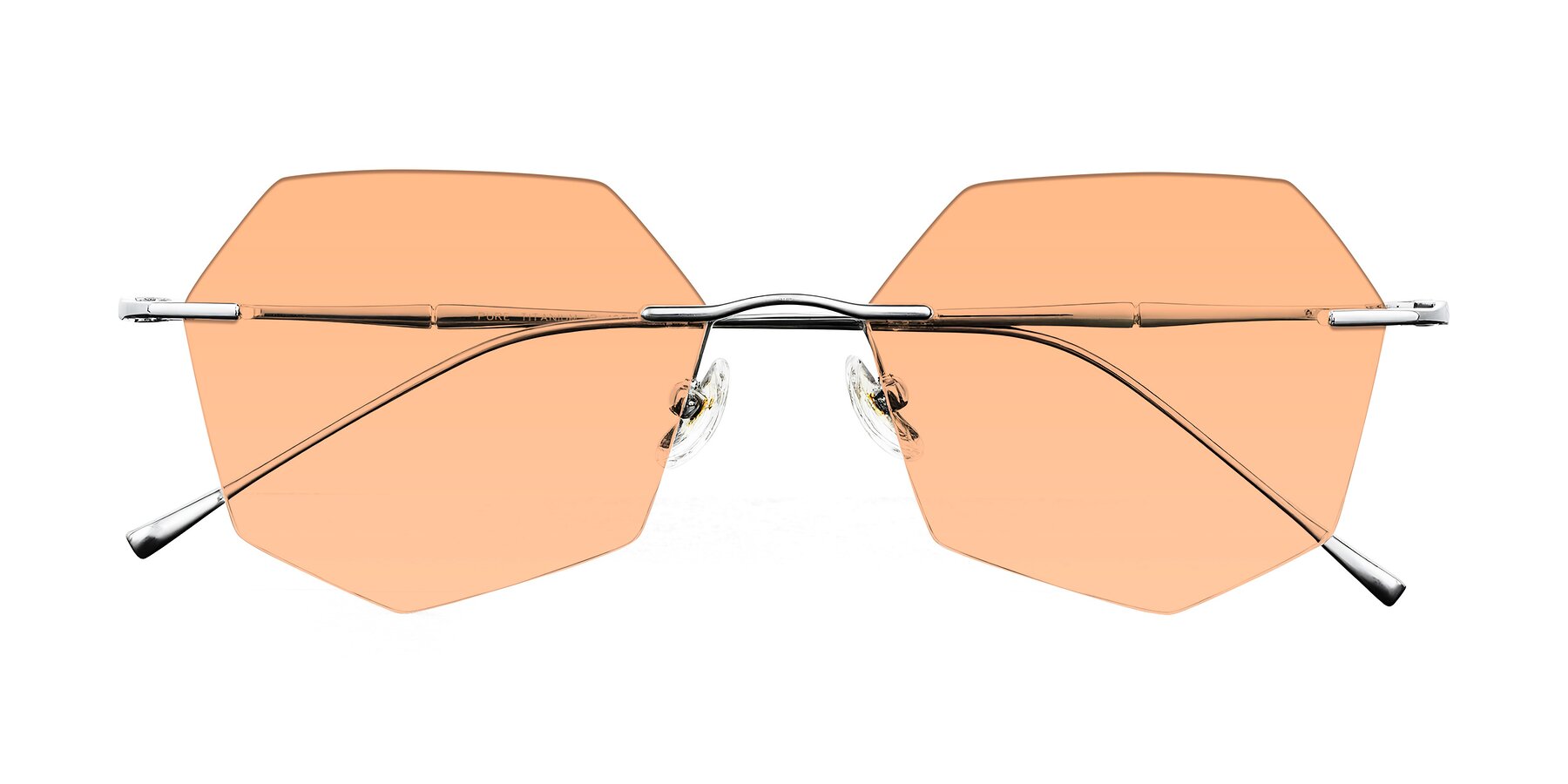 Folded Front of Edme in Silver with Light Orange Tinted Lenses