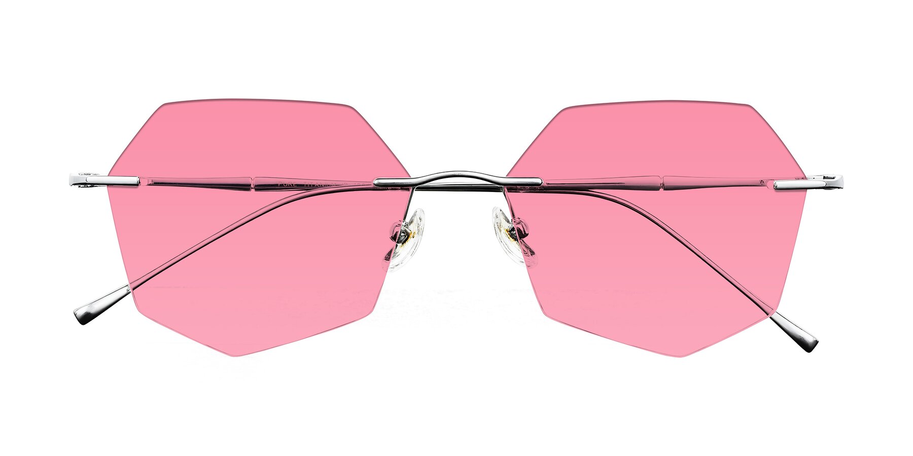 Folded Front of Edme in Silver with Pink Tinted Lenses