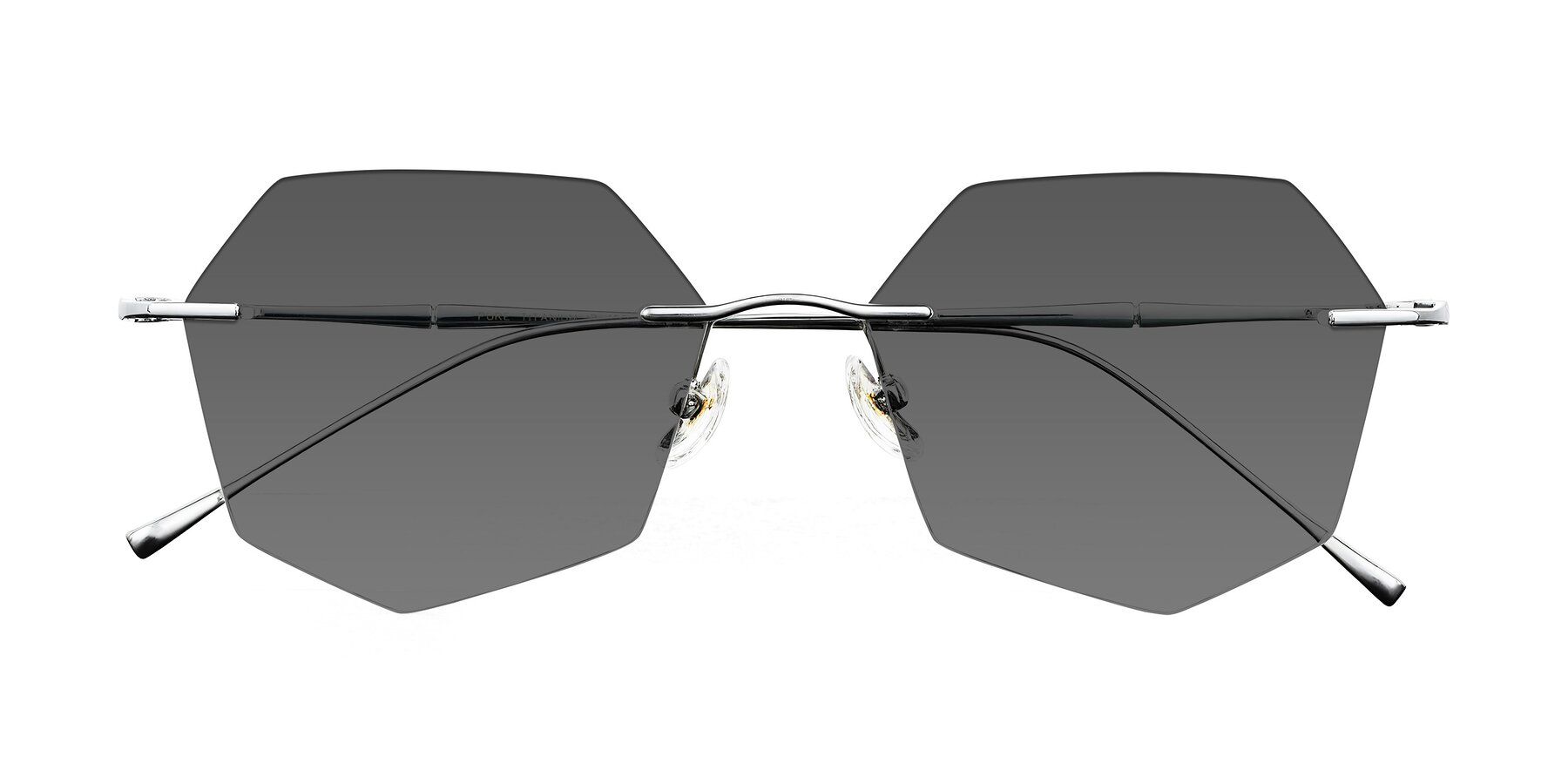 Folded Front of Edme in Silver with Medium Gray Tinted Lenses