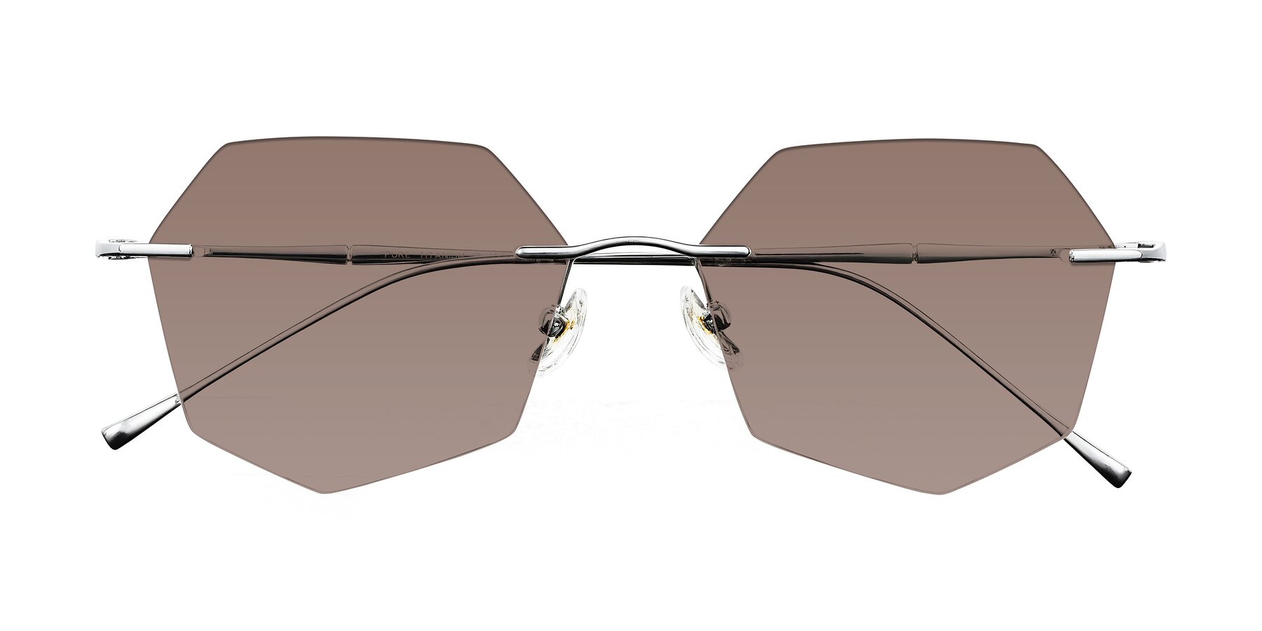 Folded Front of Edme in Silver with Medium Brown Tinted Lenses