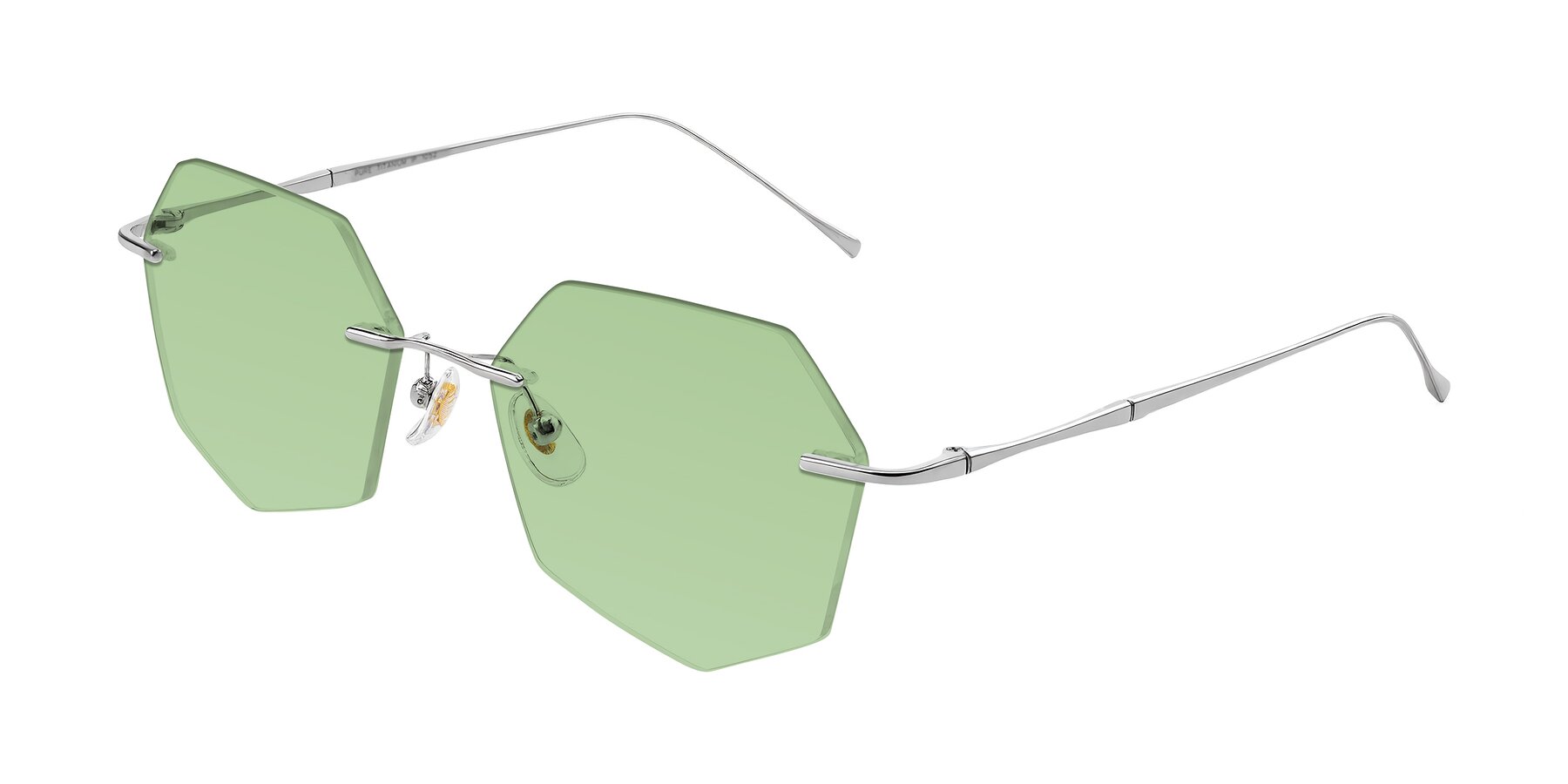 Angle of Edme in Silver with Medium Green Tinted Lenses