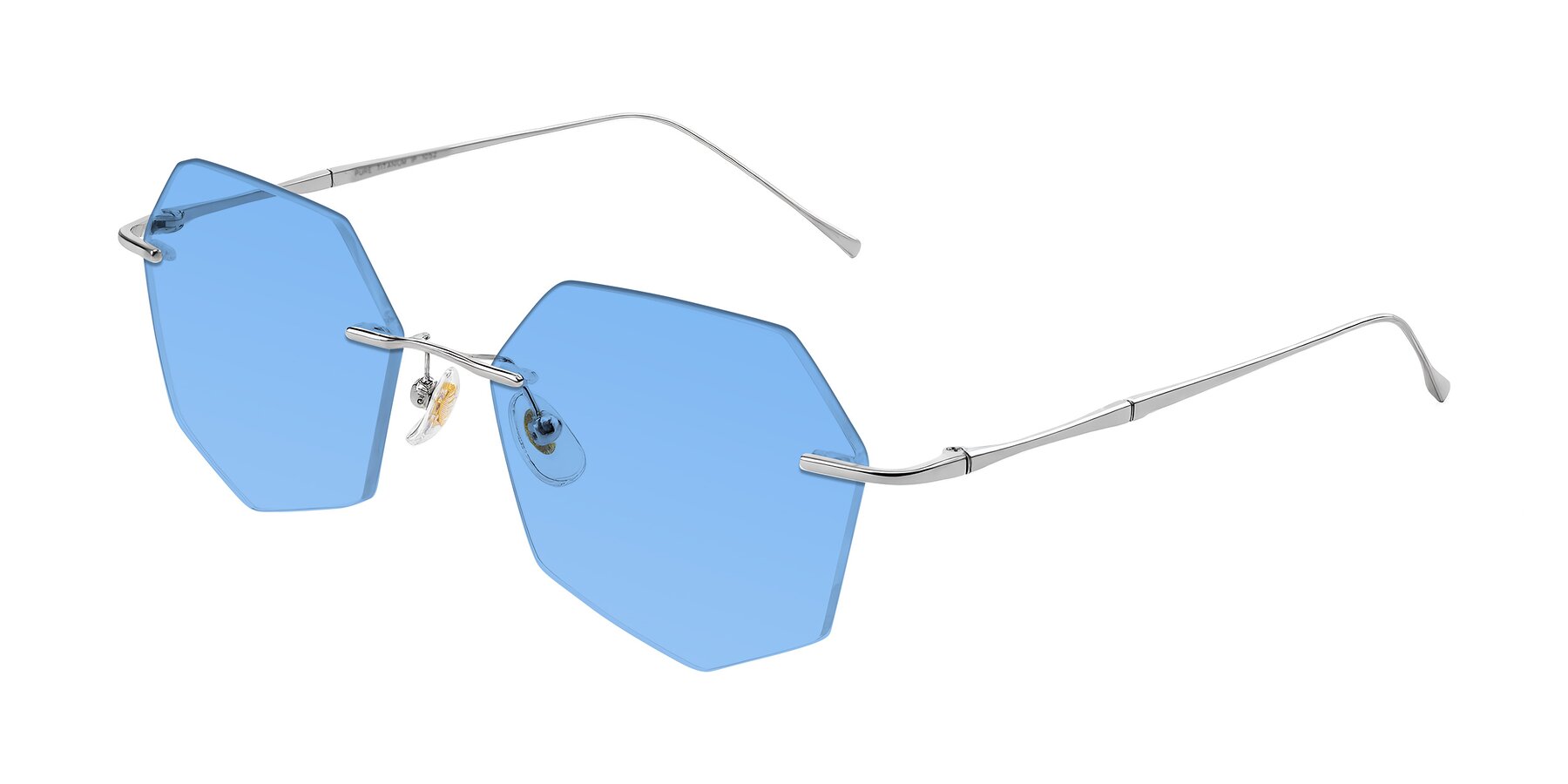 Angle of Edme in Silver with Medium Blue Tinted Lenses