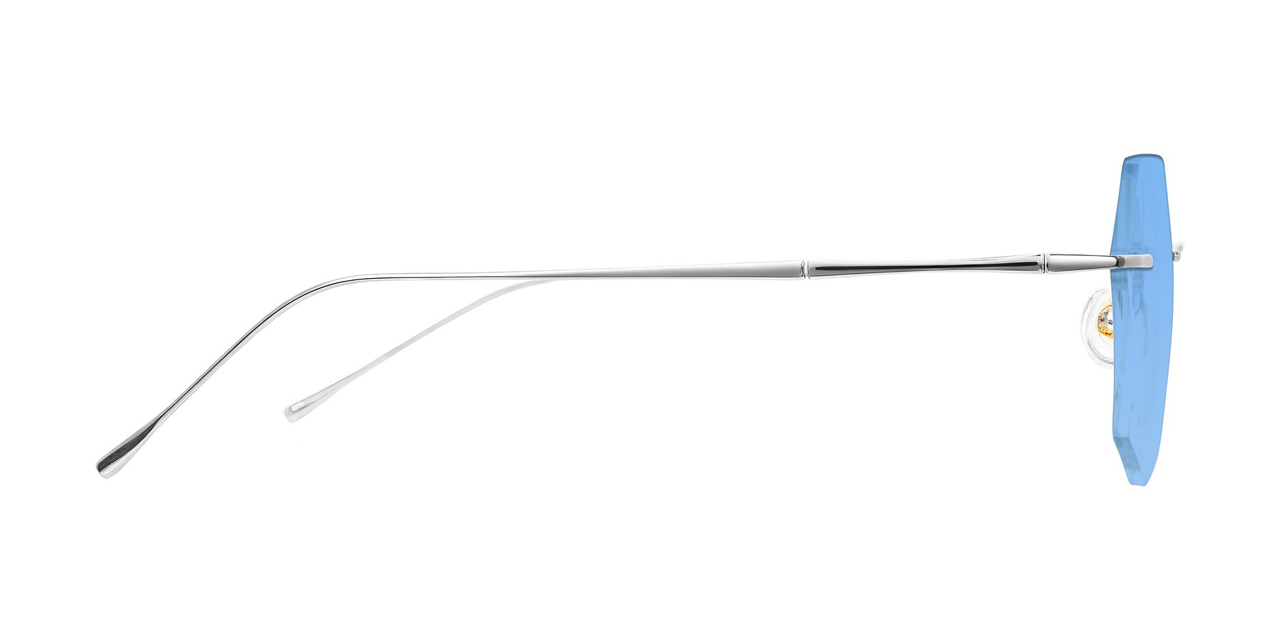 Side of Edme in Silver with Medium Blue Tinted Lenses