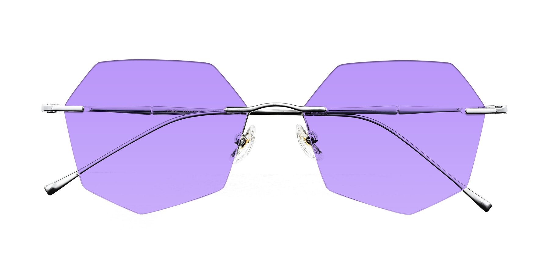 Folded Front of Edme in Silver with Medium Purple Tinted Lenses