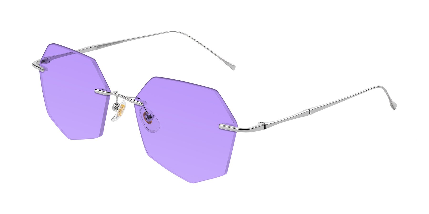 Angle of Edme in Silver with Medium Purple Tinted Lenses