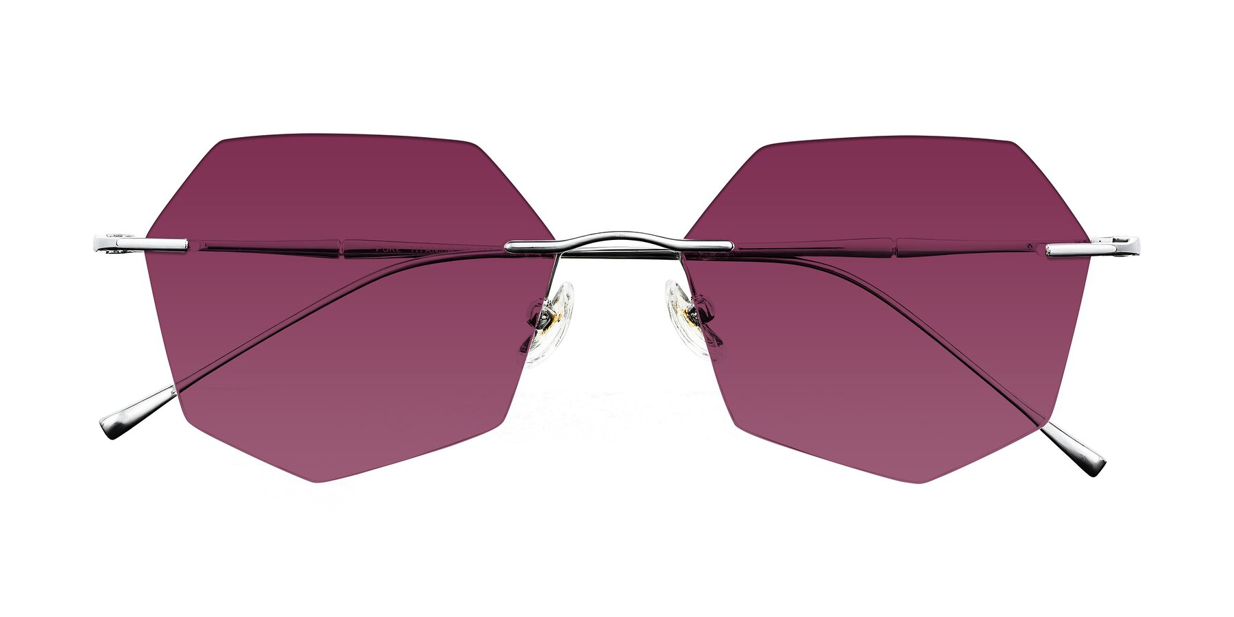 Folded Front of Edme in Silver with Wine Tinted Lenses