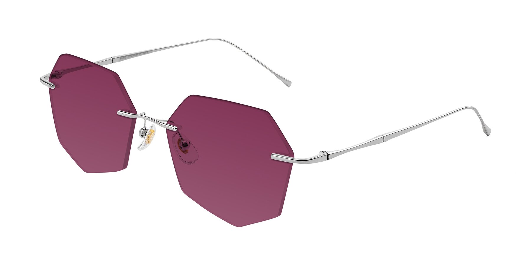 Angle of Edme in Silver with Wine Tinted Lenses