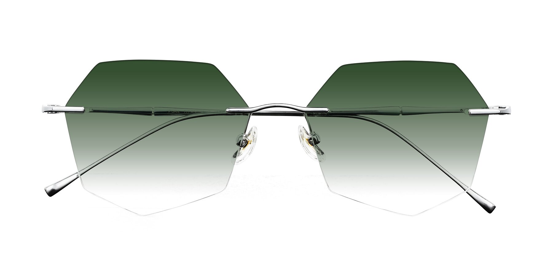 Folded Front of Edme in Silver with Green Gradient Lenses