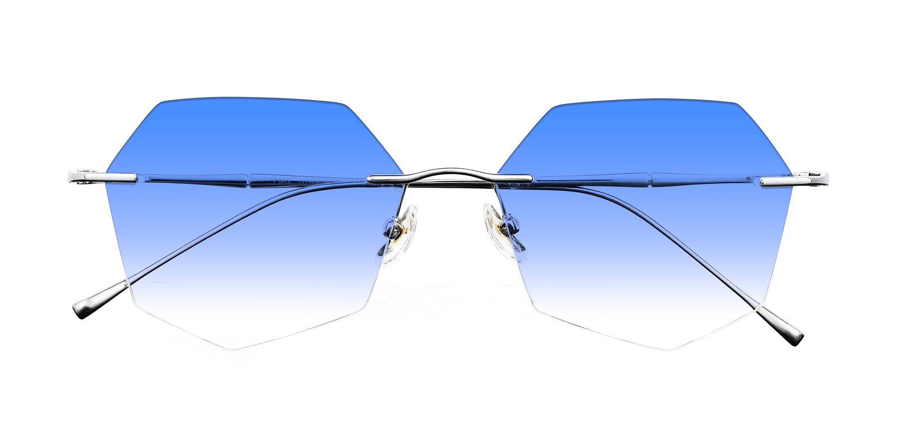 Folded Front of Edme in Silver with Blue Gradient Lenses