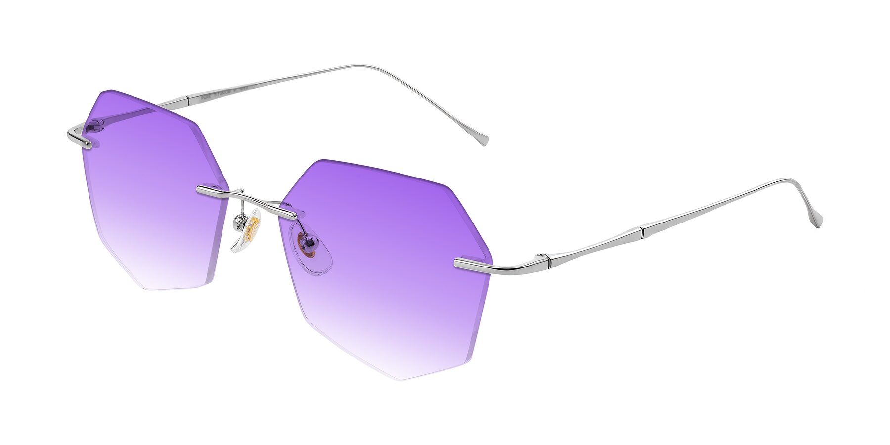 Angle of Edme in Silver with Purple Gradient Lenses