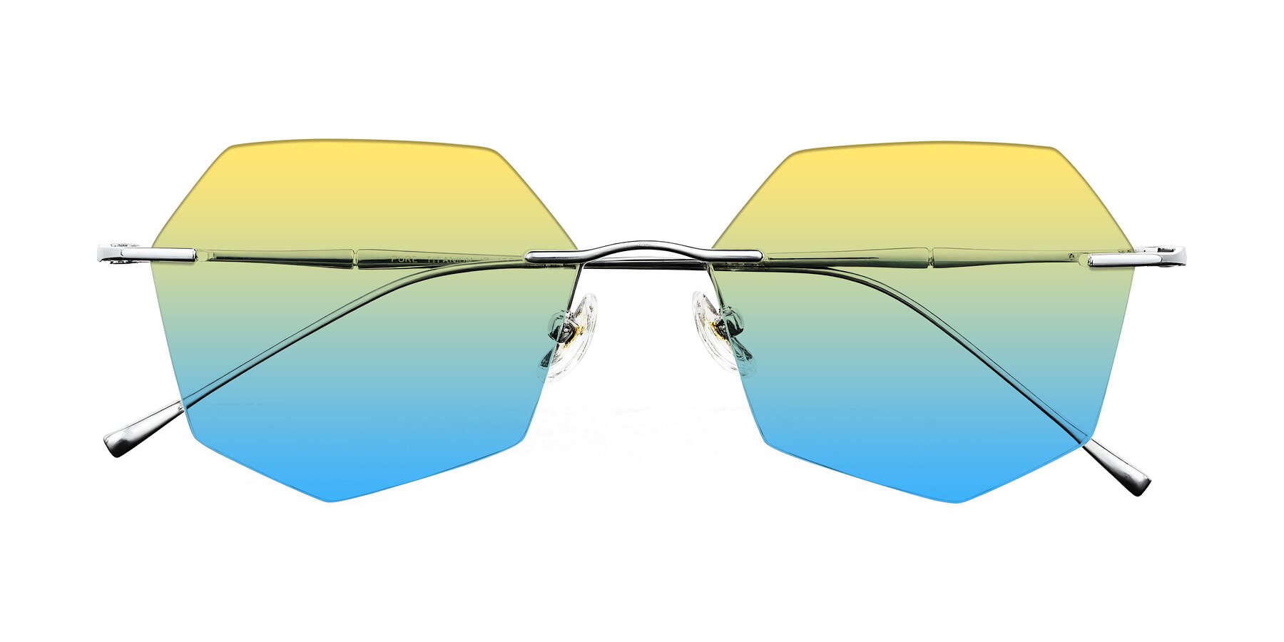 Folded Front of Edme in Silver with Yellow / Blue Gradient Lenses